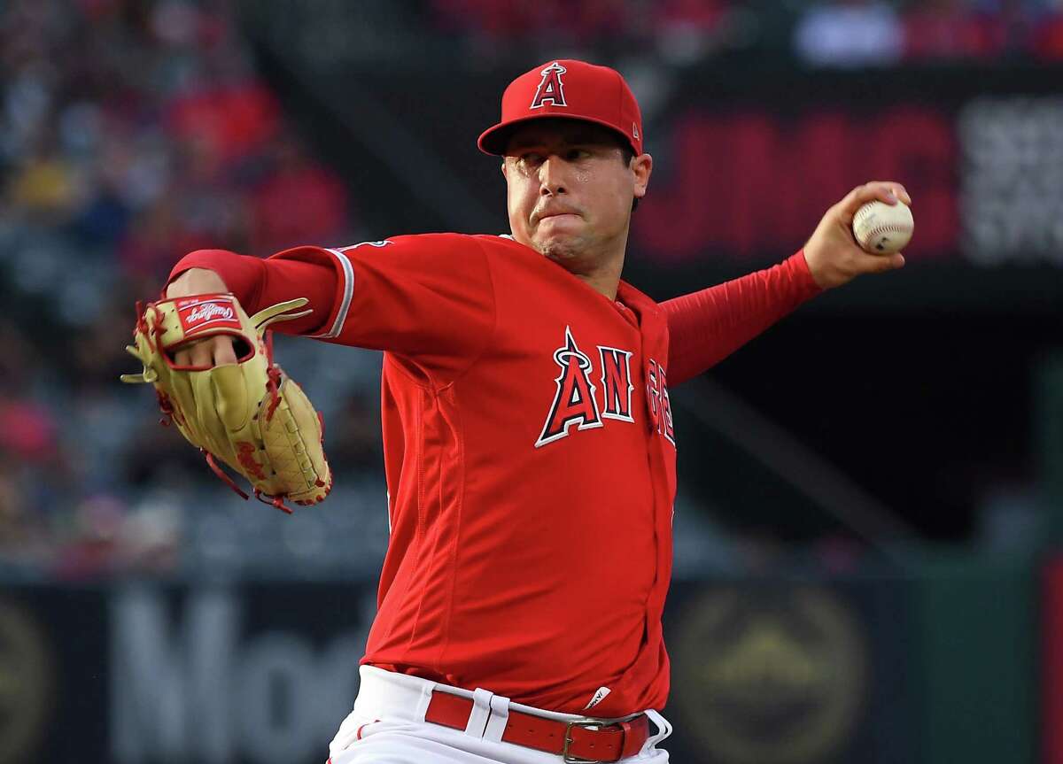 PHOTOS: A look at Tyler Skaggs throughout his major league career ANAHEIM, CA - JUNE 29: Tyler Skaggs #45 of the Los Angeles Angels pitches in the first inning of the game against the Oakland Athletics at Angel Stadium of Anaheim on June 29, 2019 in Anaheim, California.