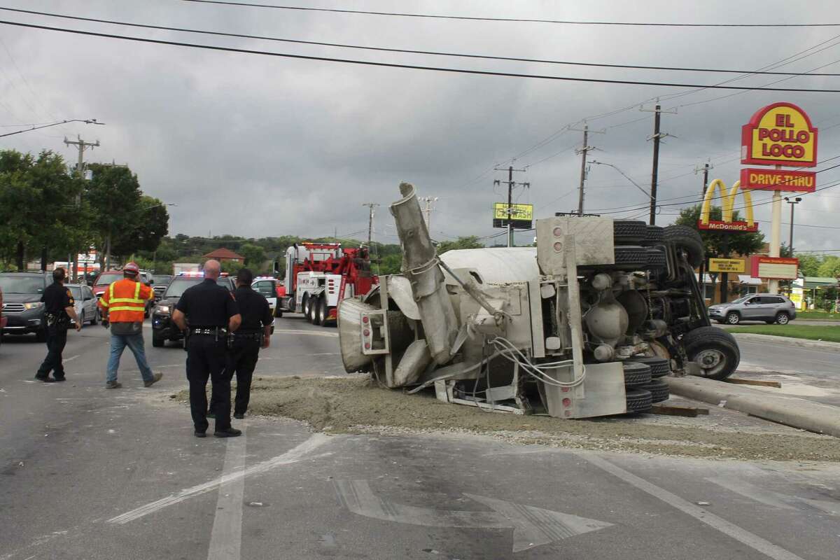Truck crash spills concrete, shuts down traffic on Culebra Road