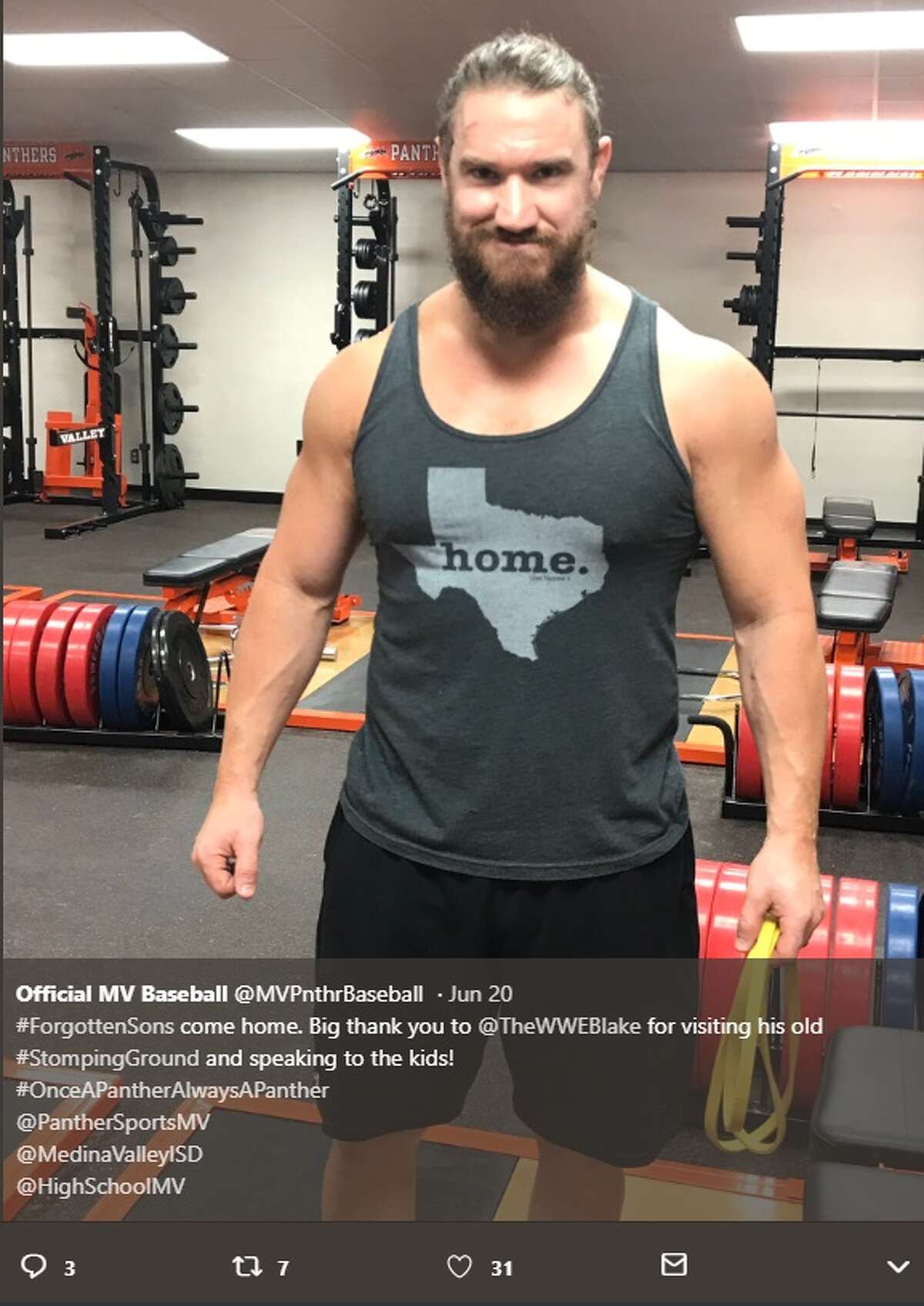 WWE NXT Superstar Wesley Blake returned to his alma mater at Medina Valley High School. The Medina Valley High School baseball team posted about the visit on its Twitter feed, thanking him for speaking to the athletes.  