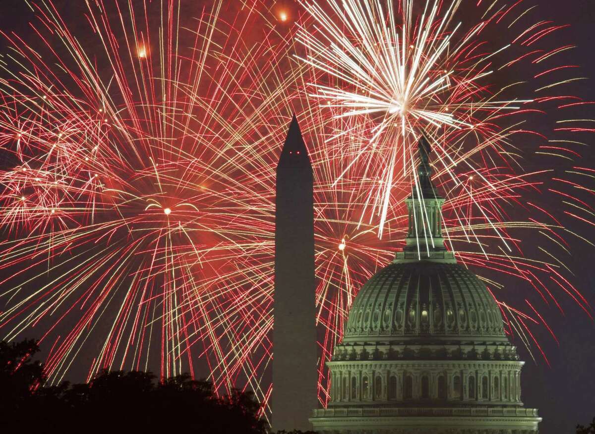 Fireworks explode over the National Mall as the U.S. Capitol and National Monument in Washington, D.C., July 4, 2017. Americans should know the history of U.S. independence — here’s a quiz fit for Fourth of July.