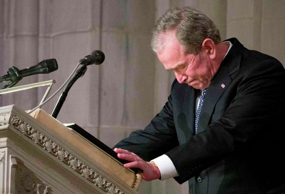 Former President George W. Bush becomes emotional at the December State Funeral for his father, former President George H.W. Bush. Critics often unfairly accused Bush of lacking in the smarts department, but he was an avid reader and critical thinker. But his emotional intelligence was a key to his political success.
