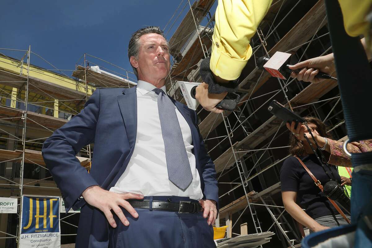 After signing the 2019-2010 California state budget that included historic investments to combat the housing and affordability crises, Mayor Gavin Newsom tours an under-construction affordable housing develpment on Tuesday, July 2, 2019 in Emeryville, Calif.