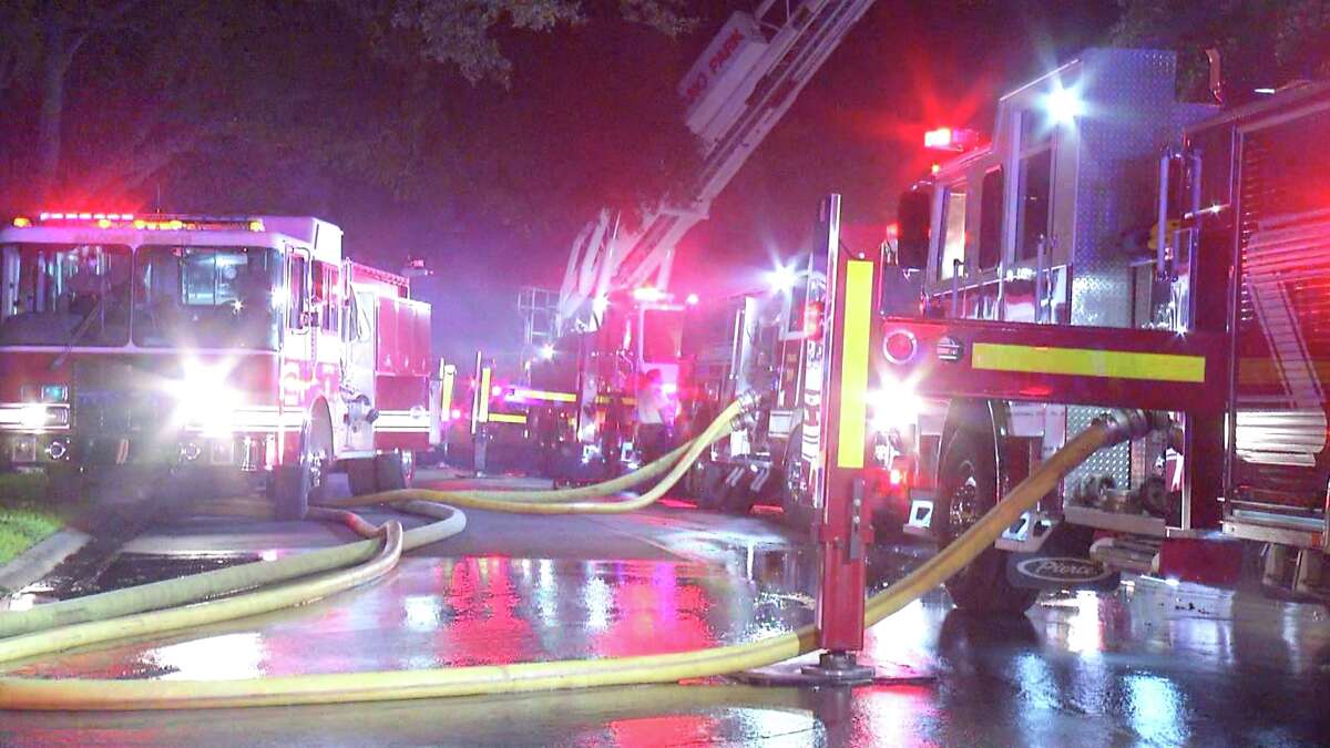 Two firefighters were treated for burns while battling a blaze in the 200 block of Honeysuckle Lane.