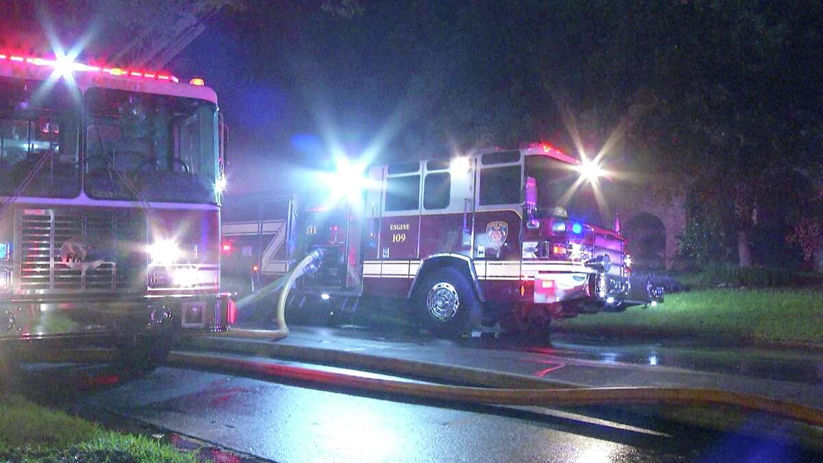 Two firefighters were treated for burns while battling a blaze in the 200 block of Honeysuckle Lane.