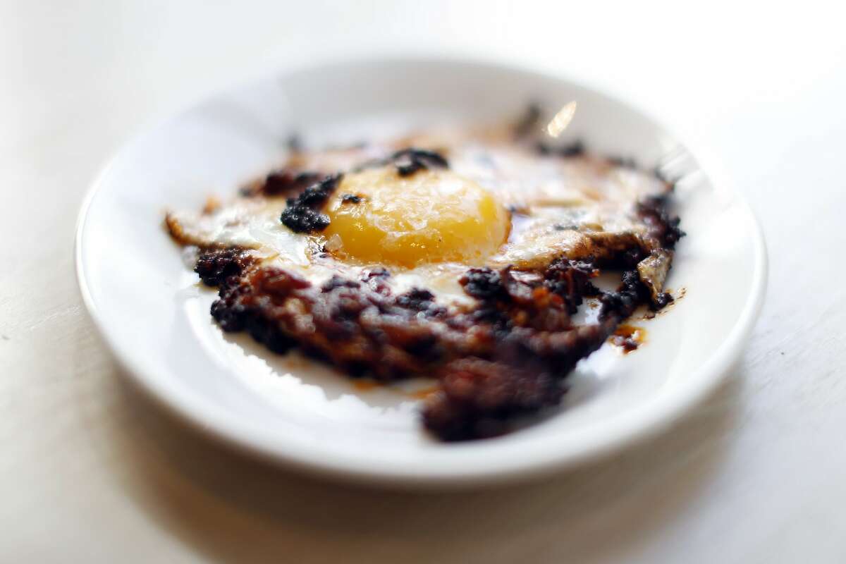 Egg cooked in Calabrian XO sauce at Prairie in San Francisco, Calif., on Wednesday, June 26, 2019.