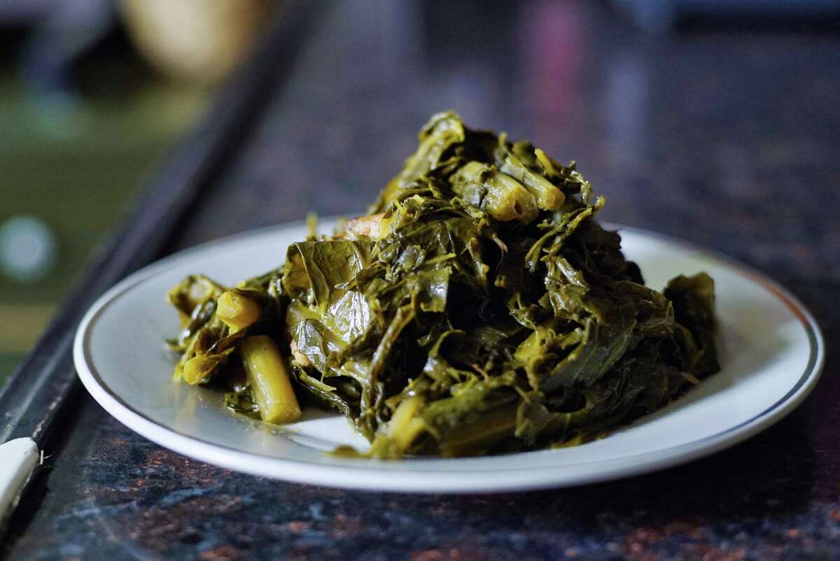 A view of collard greens at Allie B's Cozy Kitchen on Tuesday, June 11, 2019, in Albany, N.Y. (Paul Buckowski/Times Union)