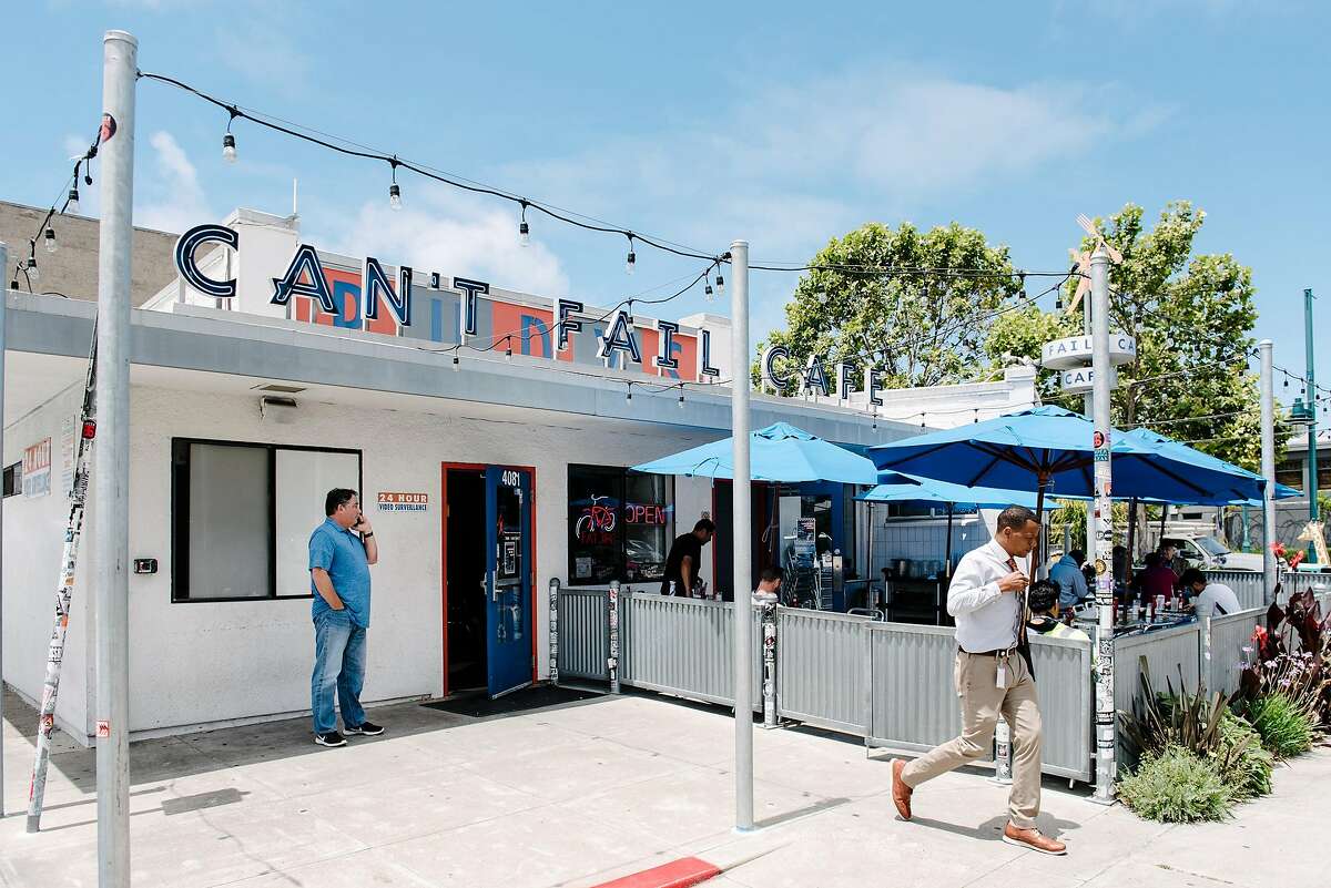 An exterior view of Rudys Cain't Fail Cafe, in Emeryville, CA on June 26th, 2019. The Emeryville City Council in a 3-2 vote passed an ordinance that would create a lower minimum wage for workers at restaurants with 20 or fewer locations globally.