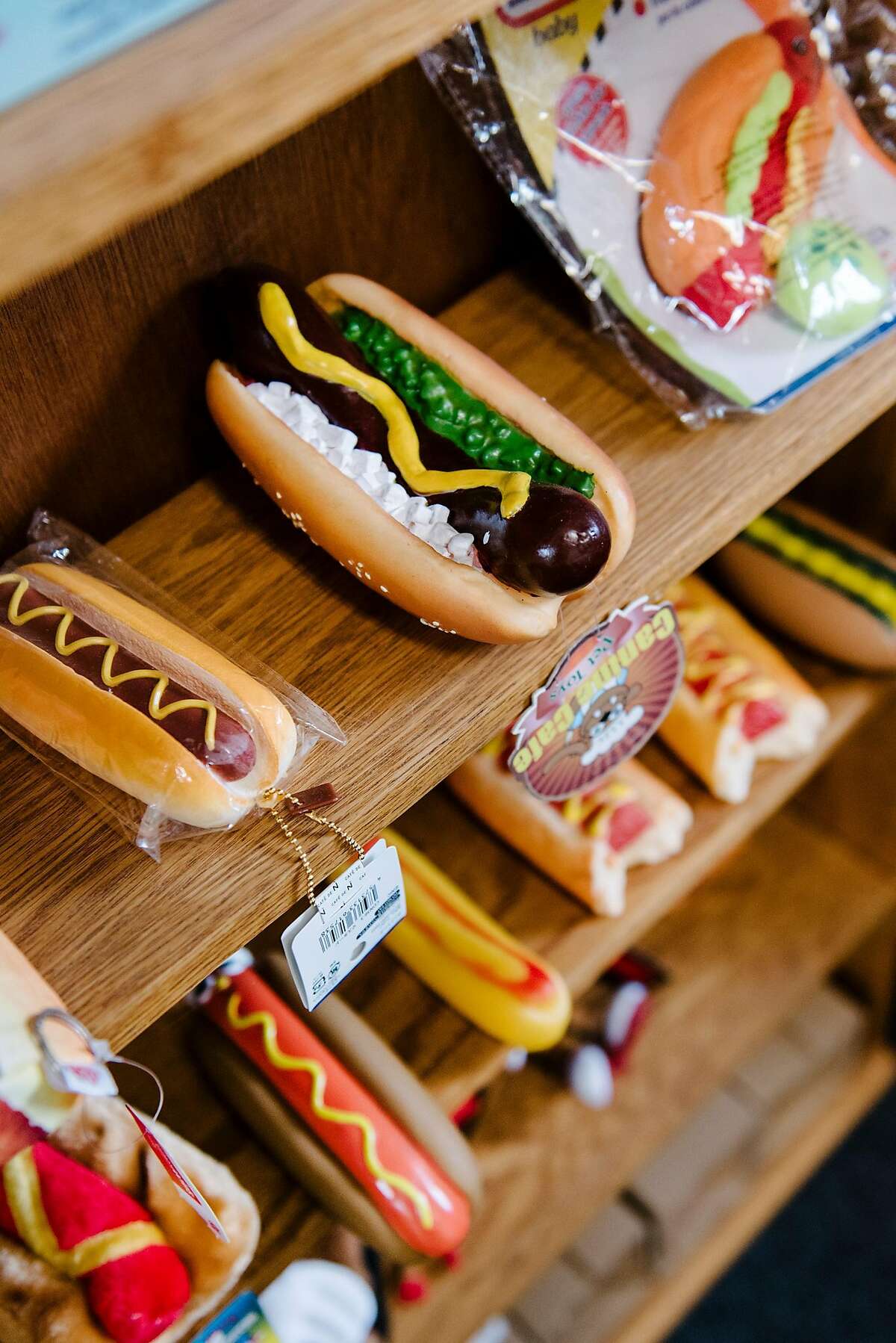 Hotdog themed items line the walls of Kip Atchley's office in Napa, Calif., on July 5th, 2019. Napa resident Kip Atchley wants to resurrect Doggie Diner, the fast-food chain that maintained locations in San Francisco and Oakland from the 1940s to the 1980s
