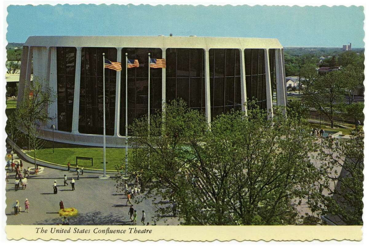 This postcard, published by PlasticChrome in 1967, shows the Confluence Theater at HemisFair '68, one of two U.S. pavilions at the world’s fair held April 6-Oct. 6, 1968, in downtown San Antonio. After the fair ended, the building became the John H. Wood Jr. U.S. Courthouse