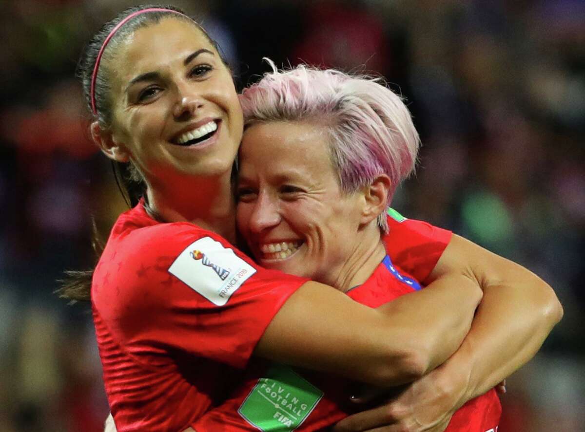 Alex Morgan, left, and Megan Rapinoe are two of the best-known players on t...