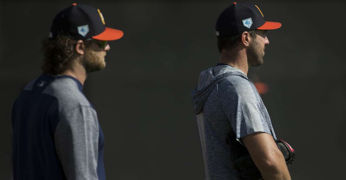 PHOTOS: Astros game-by-game Houston Astros right handed pitcher Gerrit Cole, left, and Justin Verlander watch pitchers warm up at Fitteam Ballpark of The Palm Beaches on Day 8 of spring training on Thursday, Feb. 21, 2019, in West Palm Beach. Browse through the photos to see how the Astros have fared in each game this season.