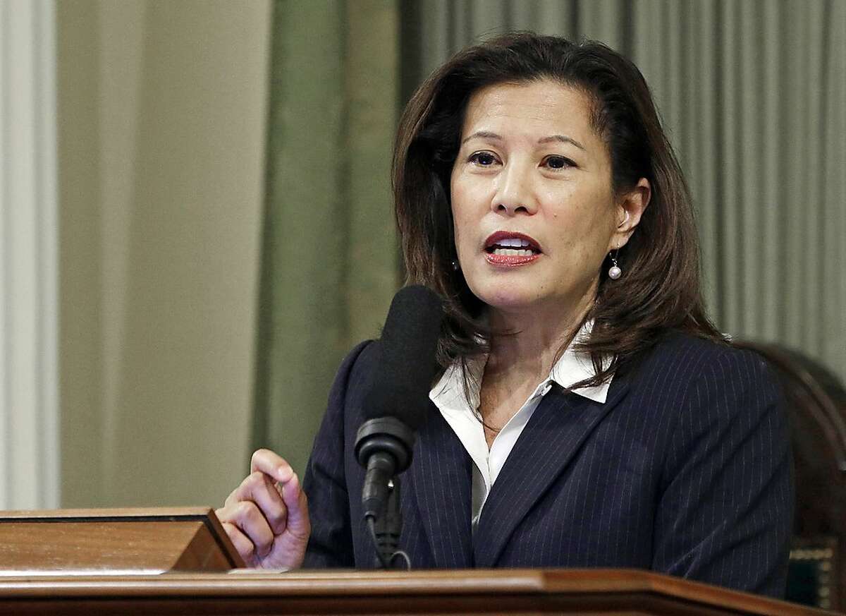 FILE - In this March 23, 2015 file photo, California Supreme Court Chief Justice Tani Cantil-Sakauye delivers her State of the Judiciary address before a joint session of the Legislature at the Capitol in Sacramento, Calif. The California Supreme Court has limited "kill zone" prosecutions, where defendants are charged with the attempted murder of people near a crime scene regardless of whether they were targeted or injured. The justices unanimously decided Monday, June 24, 2019, to overturn kill zone convictions against a gunman and an accomplice in an attack in San Bernardino, the Los Angeles Times reported. "Even when a jury is otherwise properly instructed on circumstantial evidence and reasonable doubt," Cantil-Sakauye wrote, "the potential for misapplication of the kill zone theory remains troubling." (AP Photo/Rich Pedroncelli, File)