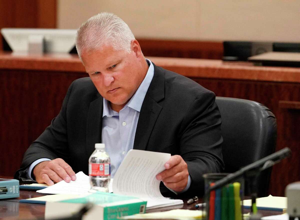 David Temple is shown during his murder trial in the 178th District Court Monday, July 8, 2019, in Houston. Temple is accused of killing his wife, Belinda Temple, in January 1999.