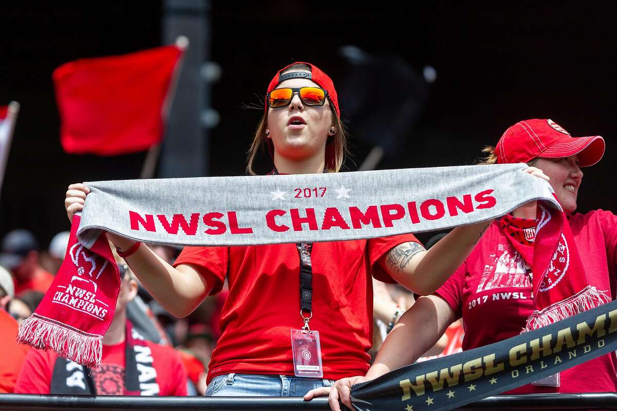 PORTLAND, OR - MAY 05: Portland Thorns fan shows proudly their championship scarf at halftime during the Seattle Reign 3-2 win over the Portland Thorns at Providence Park in Portland, OR, on Saturday May 5, 2018 (Photo by Diego Diaz/Icon Sportswire via Getty Images).