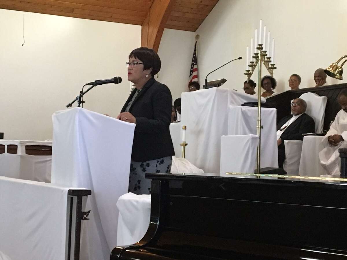 Mayor Toni Harp speaks at Bethel AME Church