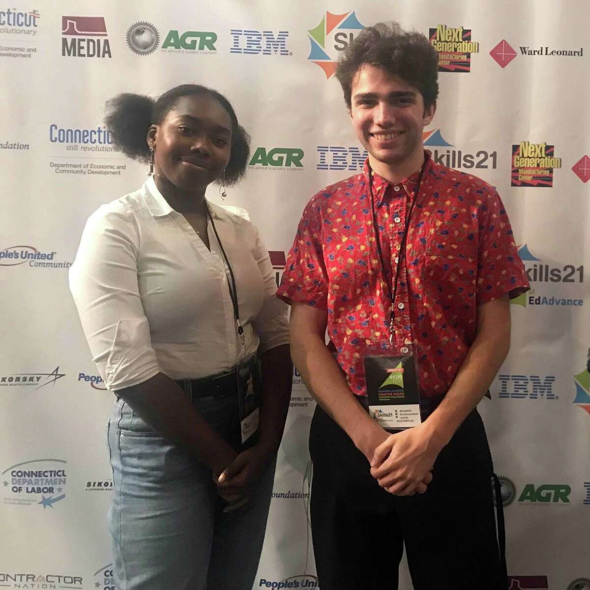 Marvelwood School in Kent has announced two Marvelwood Film Studies productions recently won awards at the Skills21 Film Fest held at the Oakdale Theatre in Wallingford. Above, Kyrie Mbonu and Owen Tacy of the class of 2020 accept the awards at the film fest.