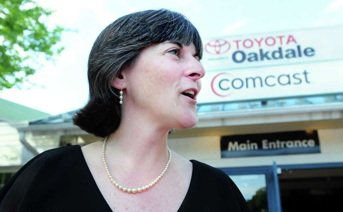 Shelton High School Headmaster Beth Smith speaks to the press prior to the school prom held at the Toyota Presents the Oakdale Theatre in Wallingford on 6/4/2011. Photo by Arnold Gold/New Haven Register AG0413C