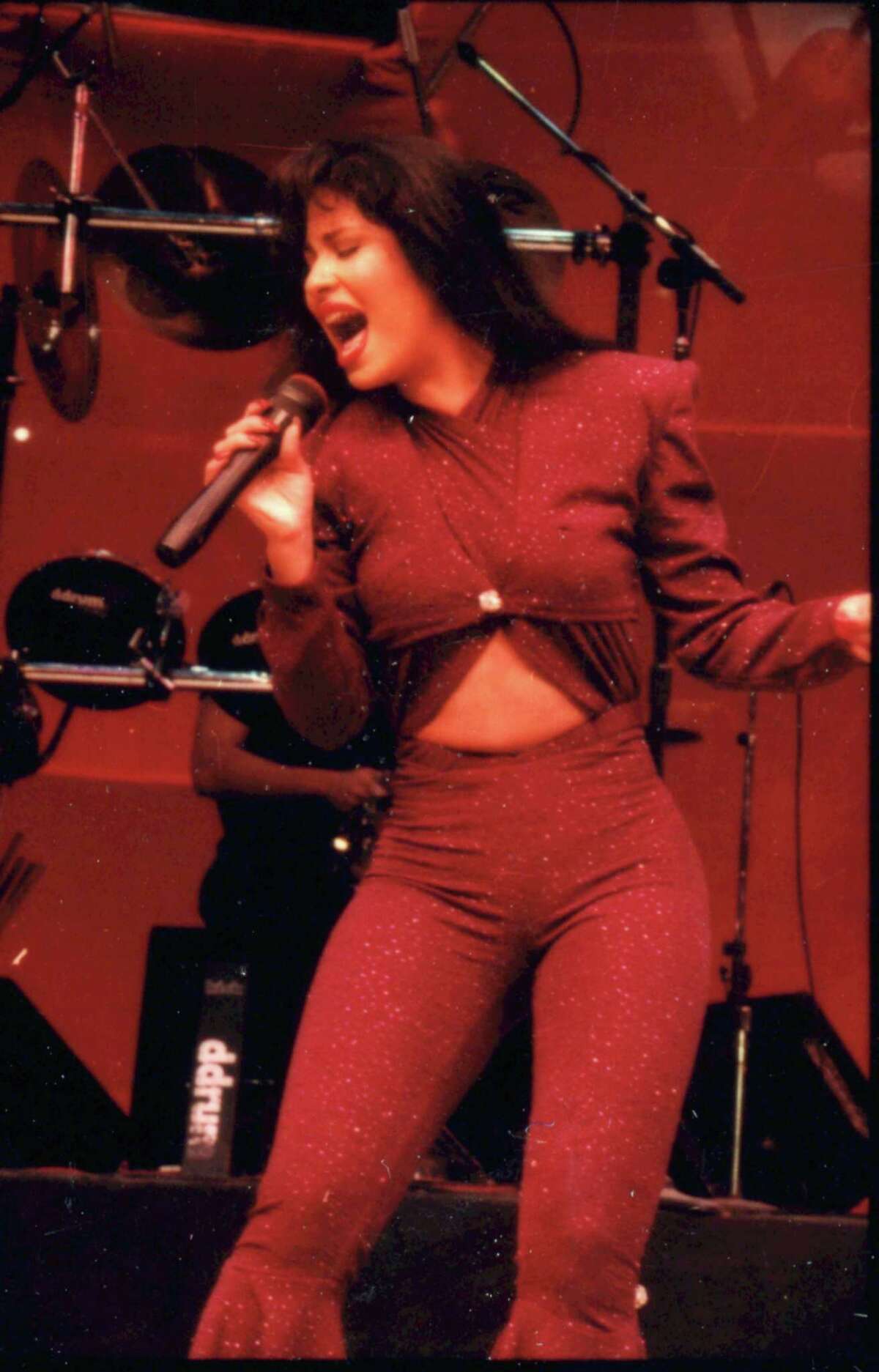02/26/1995 - Tejano singer Selena performs at the Astrodome during the Houston Livestock Show and Rodeo. Selena Quintanilla Perez.