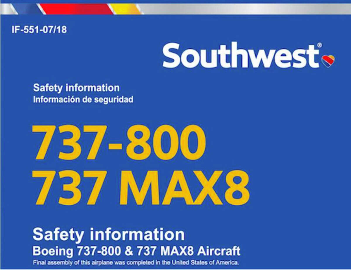 Southwest has replaced seatback safety cards that cover both the 737-800 and 737 MAX 8.