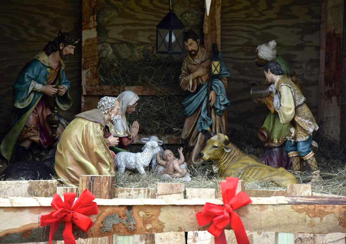 The nativity display in P.T. Barnum Square, downtown Bethel, Conn, Tuesday, November 20, 2018.