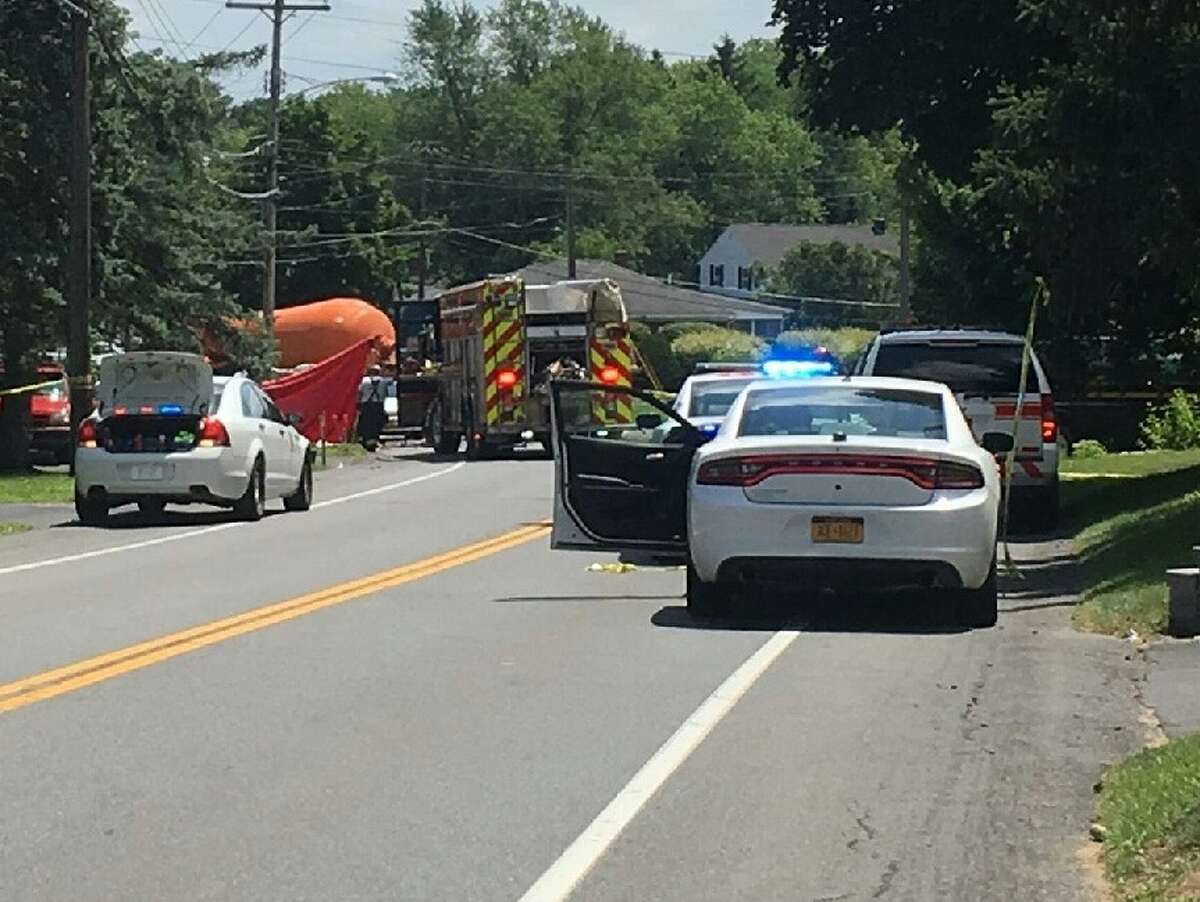 Colonie police investigate an apparently fatal crash on Watervliet Shaker Road Saturday, July 13, 2019.