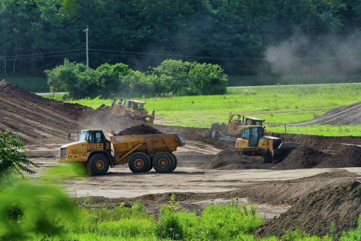 Site preparation work continues on land where an Amazon warehouse will be constructed, seen here on Monday, July 15, 2019, in Schodack, N.Y. (Paul Buckowski/Times Union)