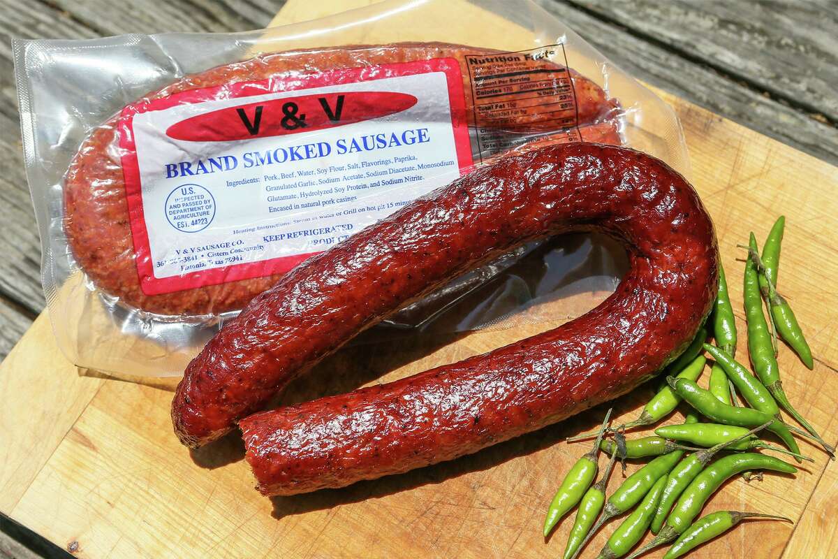 V&V Smoked Sausage. One of eight sausage selected as a taste test winner in a sampling of a variety of Texas-made links.