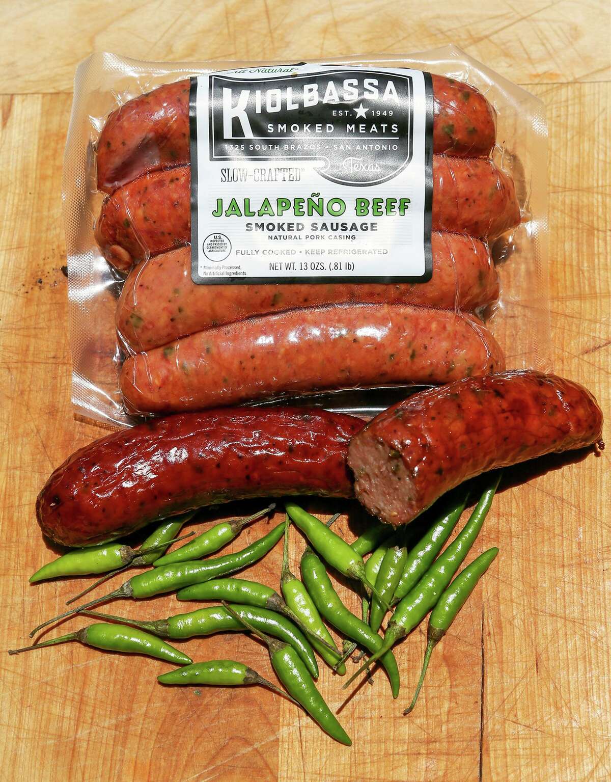 Kiolbassa Jalapeño Beef Sausage. One of 8  sausage selected arsenic  a sensation  trial  victor  successful  a sampling of a assortment  of Texas-made links.