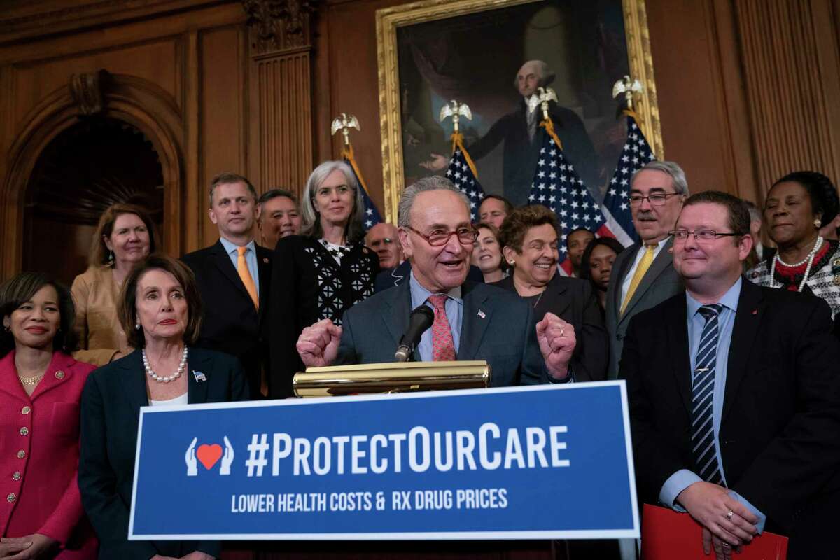 Senate Minority Leader Chuck Schumer and House Speaker Nancy Pelosi, rallied their fellow Democrats ahead of a House floor vote on the Health Care and Prescription Drug Package in May. Implementing arbitration to lower Medicare costs may wind up hurting patients.