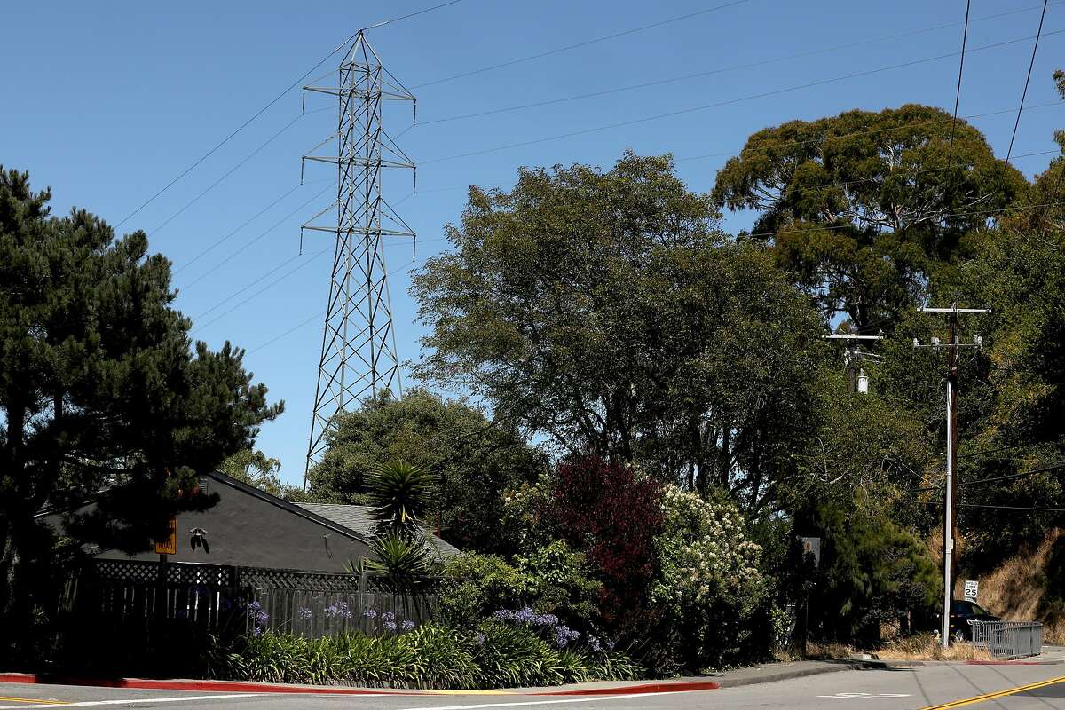 Marin power line seen next to Tennessee Valley Rd. at Marin Ave. on Monday, July 15, 2019 in Mill Valley, Calif.