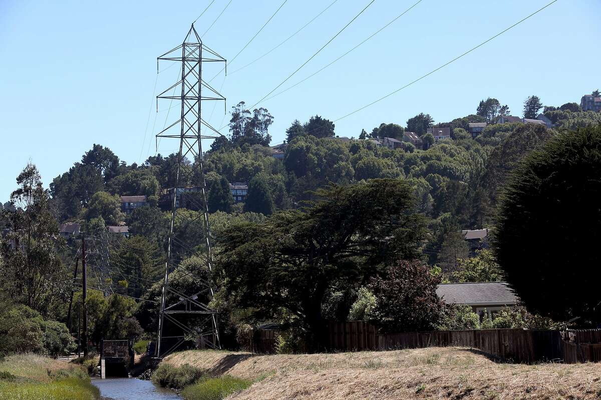 Marin power line seen next to Tennessee Valley Rd. at Marin Ave. on Monday, July 15, 2019 in Mill Valley, Calif.