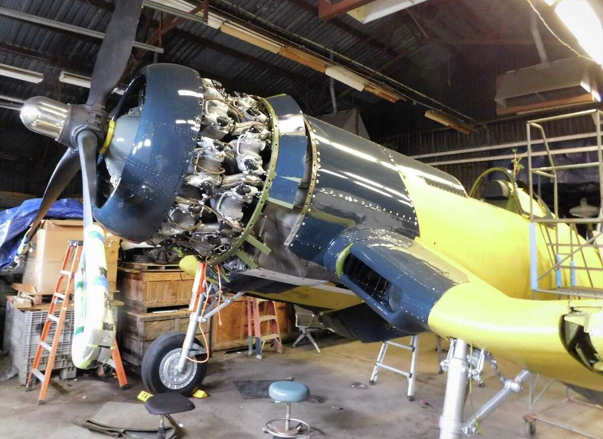 This World War II-era Corsair is being restored so it can be properly displayed in an expanded Connecticut Air & Space Center in Stratford.