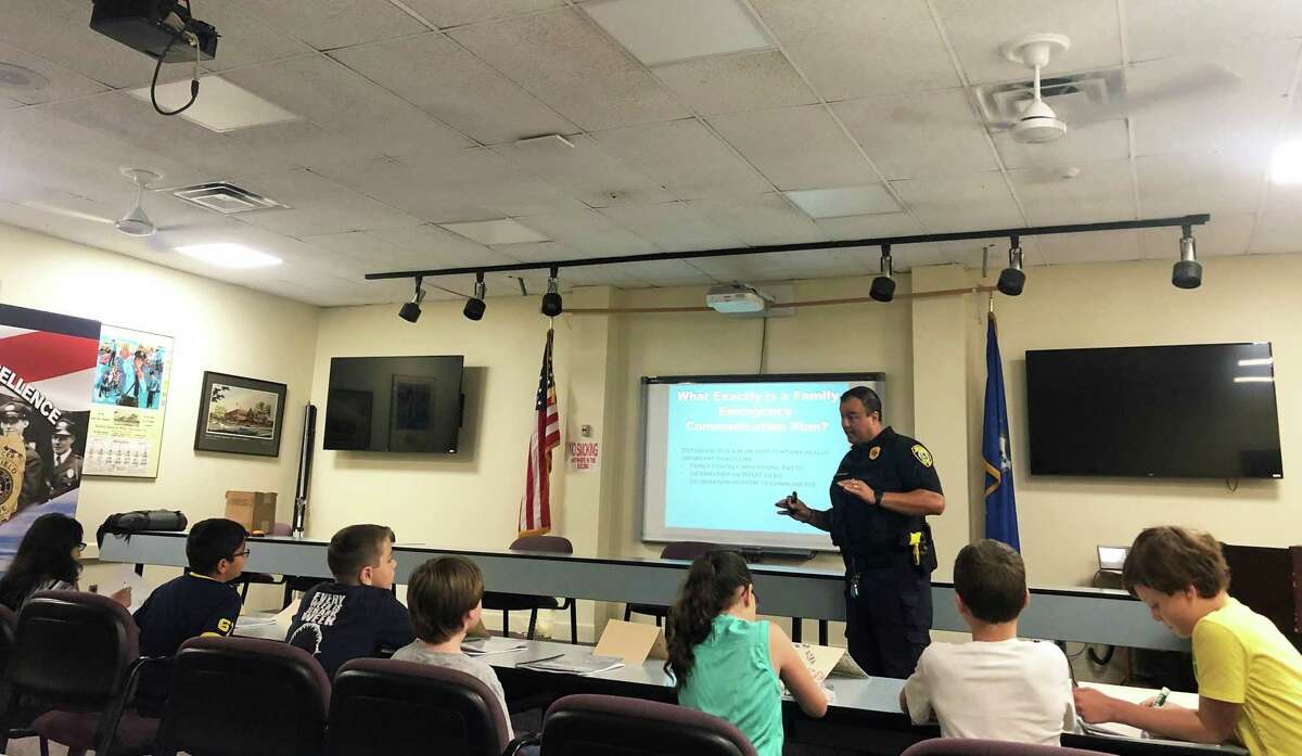Officer Jon Chlebowski explained the importance of having a family disaster plan.
