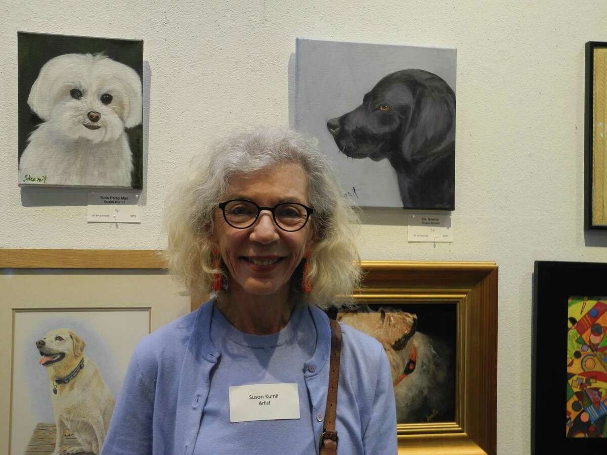 Susan Kurnit enjoys painting dogs and entered two portraits in the Summer Show at Wilton Library.