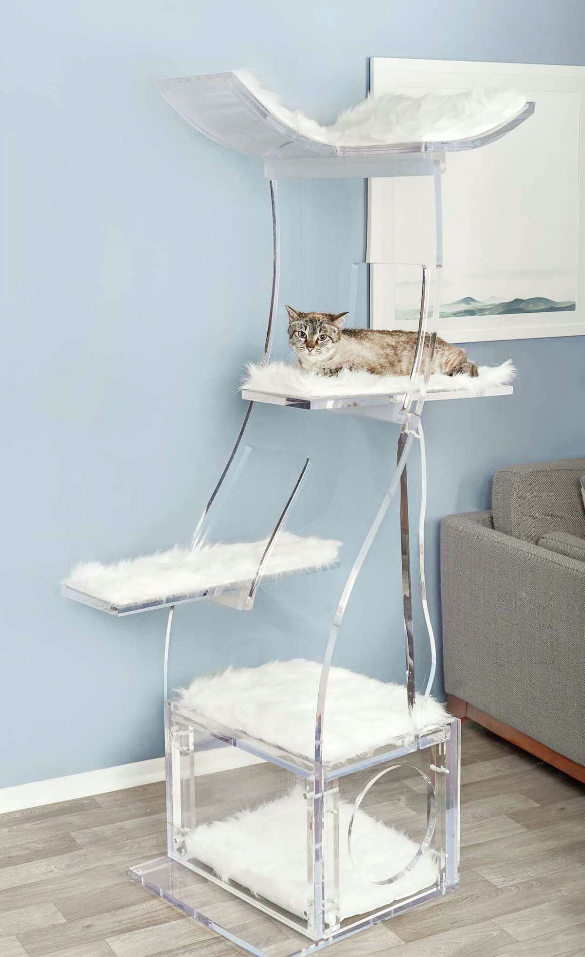 Refined Feline's Crystal Clear Lotus Cat Tower ($5,000). The brand also sells a wood version for $369.99.