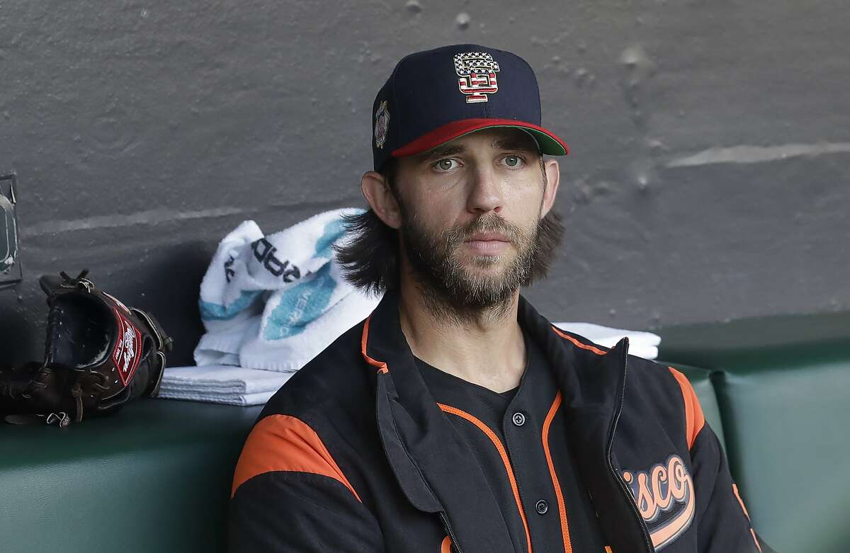 San Francisco Giants starting pitcher Madison Bumgarner before a baseball game against the St. Louis Cardinals in San Francisco, Saturday, July 6, 2019. The Giants tried to trade Bumgarner a month ago, according to a report from ESPN baseball writer Jeff Passan on Wednesday.