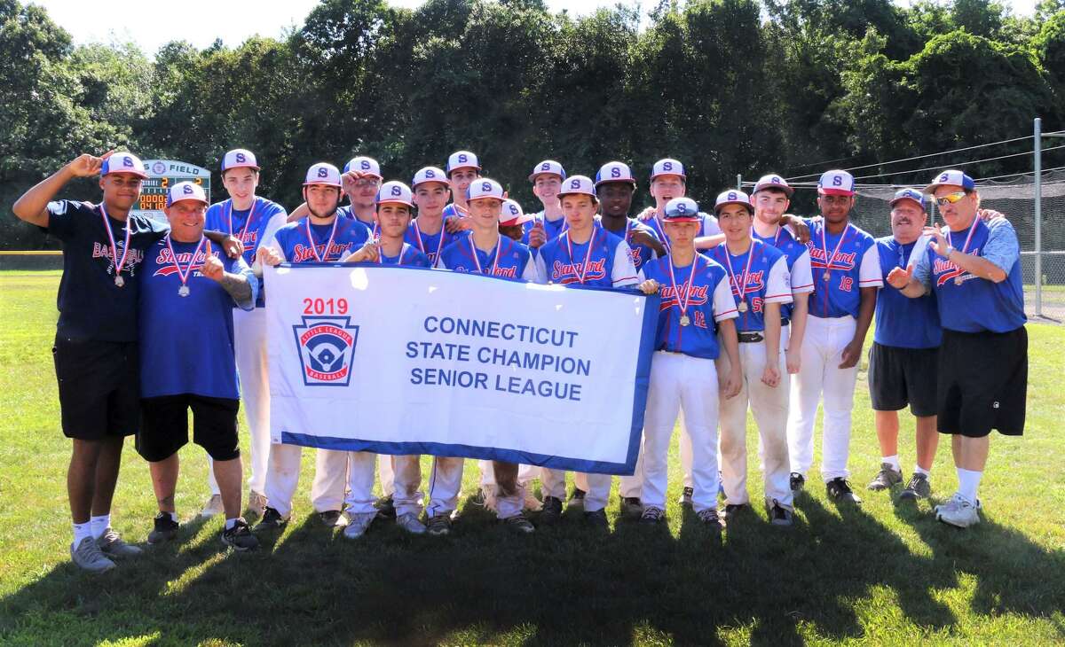 The Stamford Thunder U16 team after winning the Senior Little League state championship on July 13. The team has advanced to the Eastern Tournament in Bangor, Maine, representing Connecticut, and begins play Thursday.