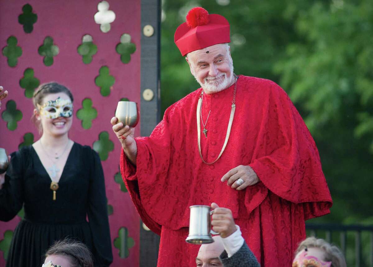 Julia Lennon plays Princess Mary and Craig MacDonald as Cardinal Wolsey.