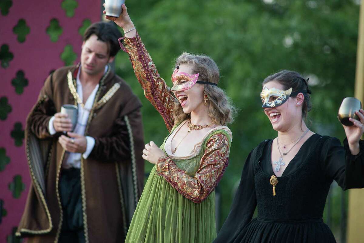 The Valley Shakespeare Festival performed King Henry VIII on Sunday, July 14, 2019 at the Veterans Memorial RIverwalk in Shelton, Connecticut. Josh Johnston (Duke of Norfolk), Kate McMorran (Anne Bullen), Julia Lennon (Princess Mary) The Valley Shakespeare Festival performed King Henry VIII on Sunday, July 14, 2019 at the Veterans Memorial RIverwalk in Shelton, Connecticut. Josh Johnston (Duke of Norfolk), Kate McMorran (Anne Bullen), Julia Lennon (Princess Mary)