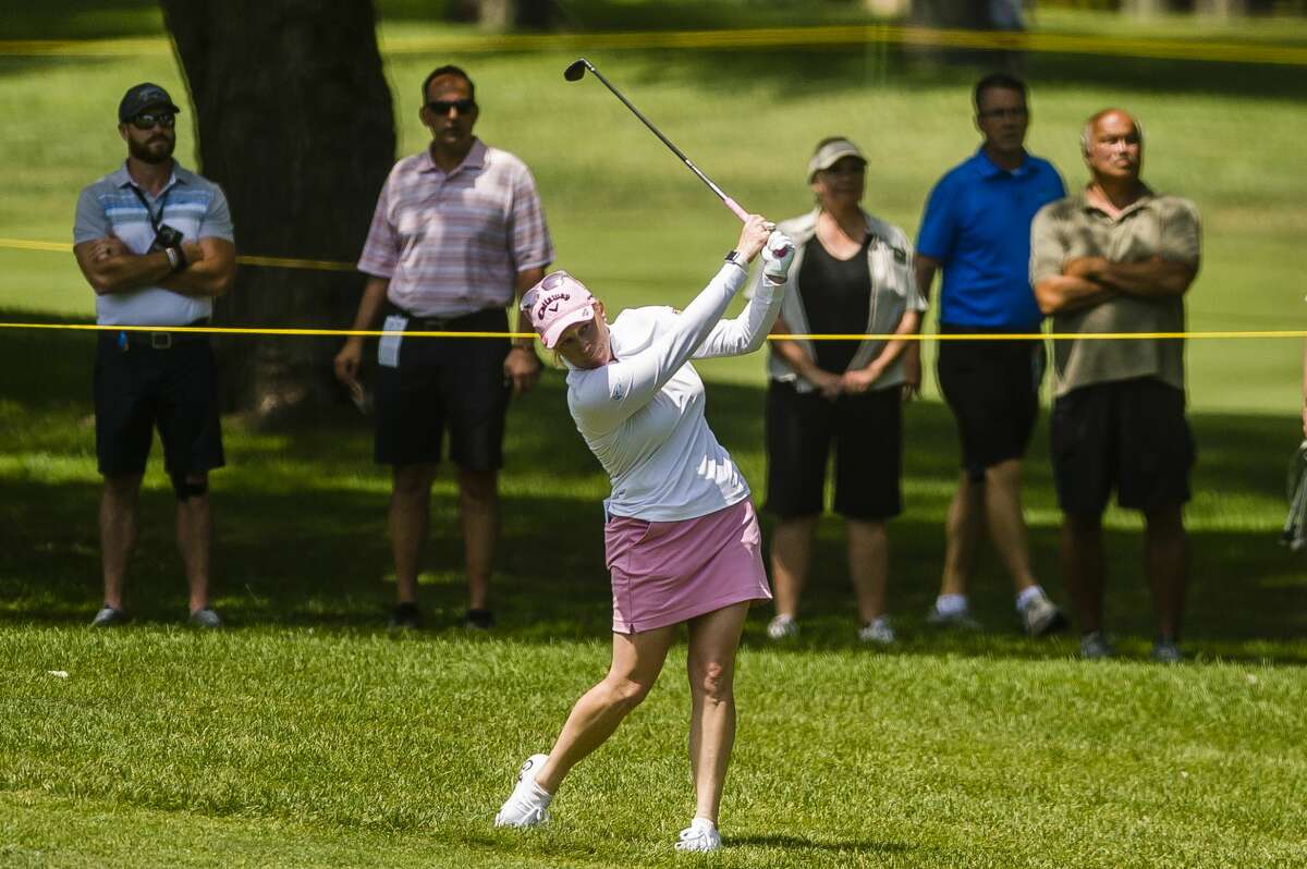 Morgan Pressel of Florida plays in the first round of the Dow Great Lakes Bay Invitational on Wednesday, July 17, 2019 at Midland Country Club. (Katy Kildee/kkildee@mdn.net)