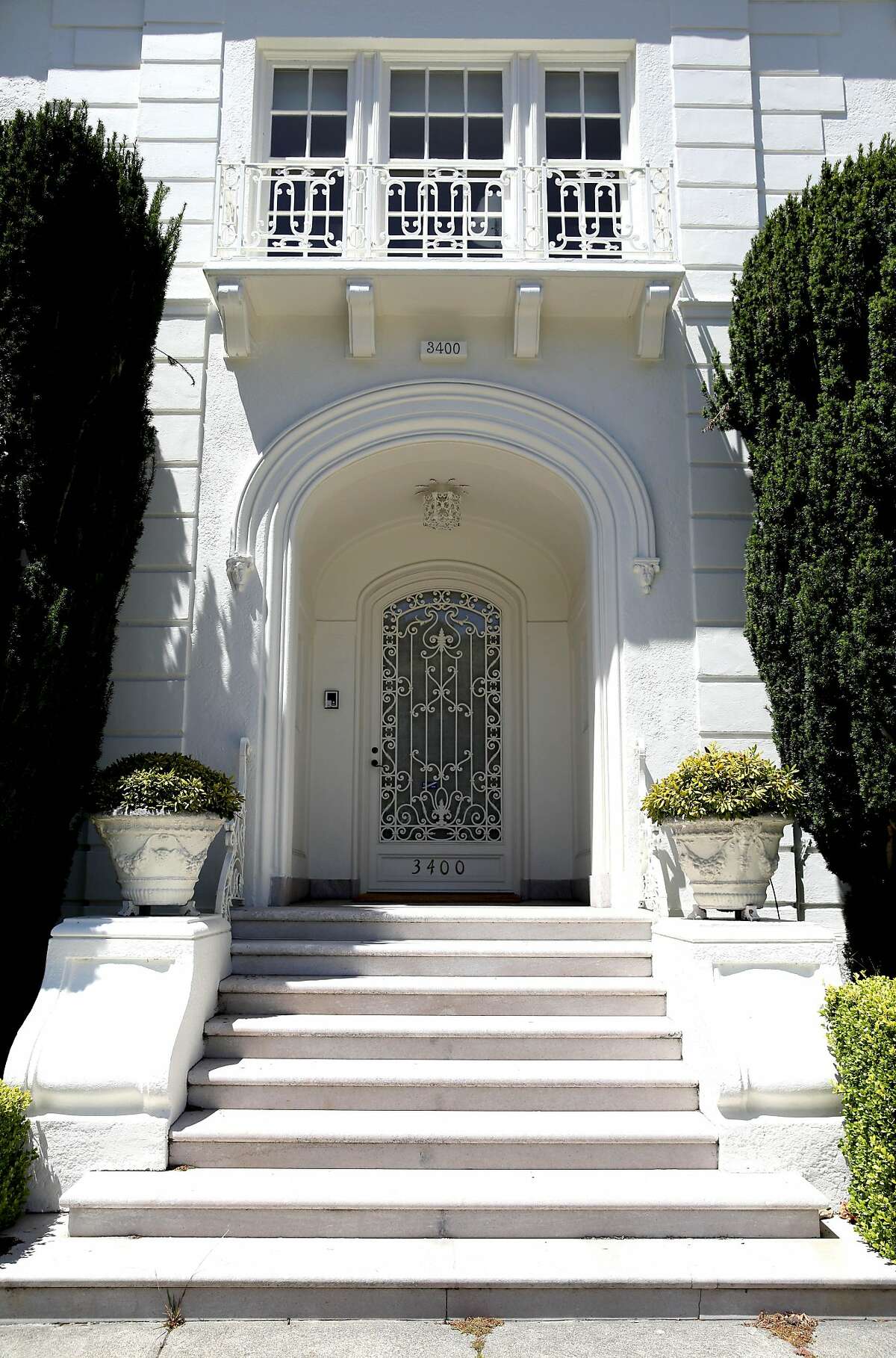 Exterior of house located at 3400 Washington St. in San Francisco, Calif., on Tuesday, July 16, 2019. The 8,700-square-foot house is worth $15 million. The U.S. government has been planning to mothball it because it is too expensive to maintain, but the couple who lives there has refused to leave.