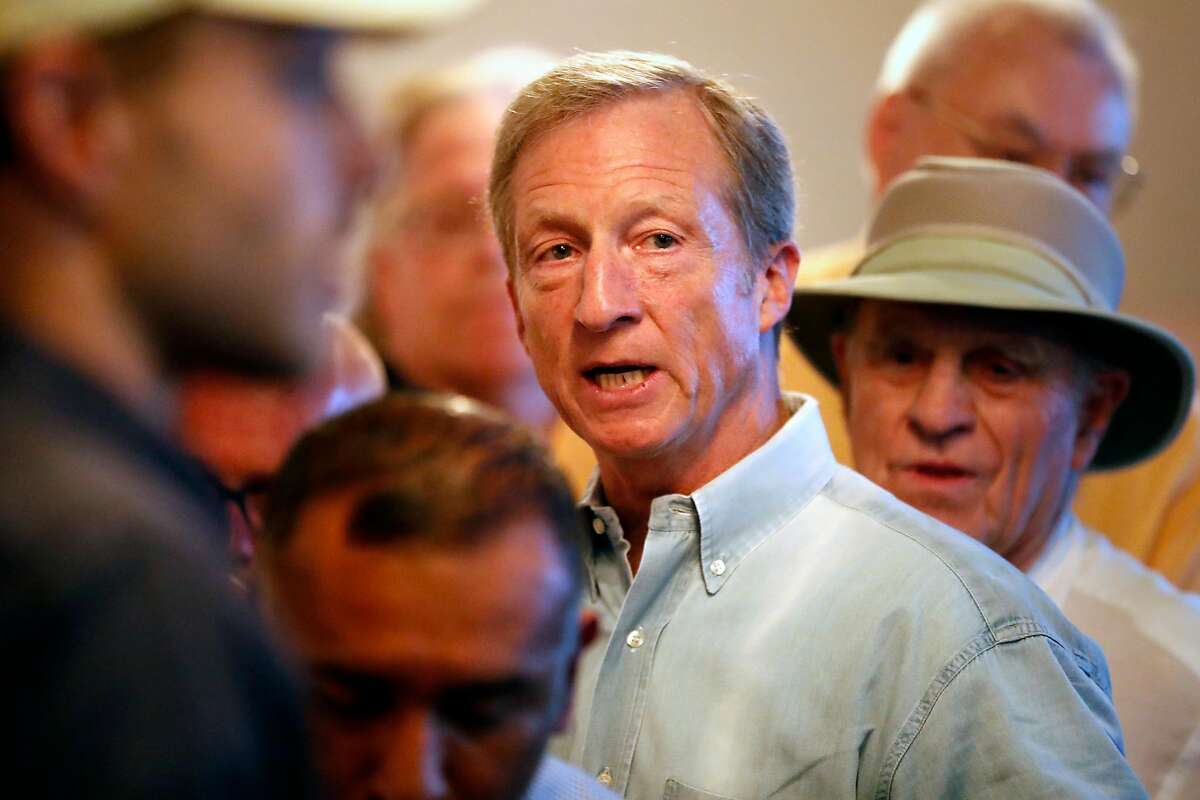 US Presidential candidate Tom Steyer appears at Manny's in San Francisco during his first local campaign event in San Francisco, Calif., on Wednesday, July 17, 2019.