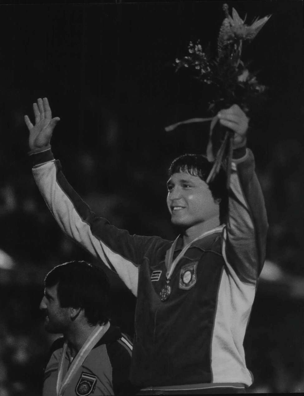 Wrestler Jeff Blatnick wins Olympic gold in Los Angeles in 1984. (Times Union archive)