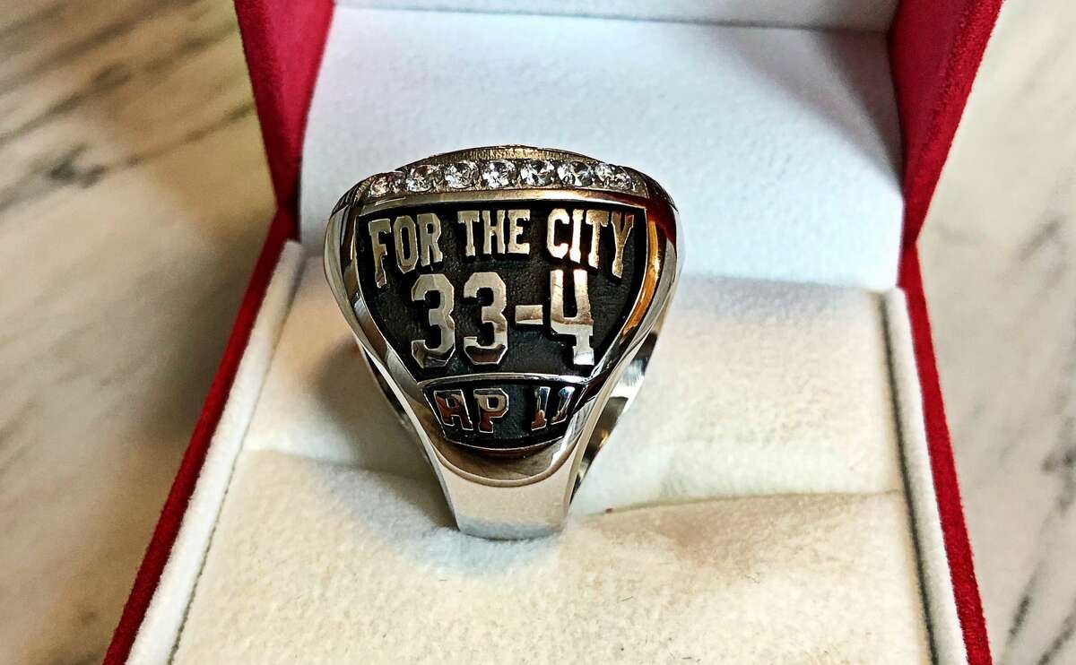 A look at the University of Houston basketball team's conference championship rings for the 2018-19 season.