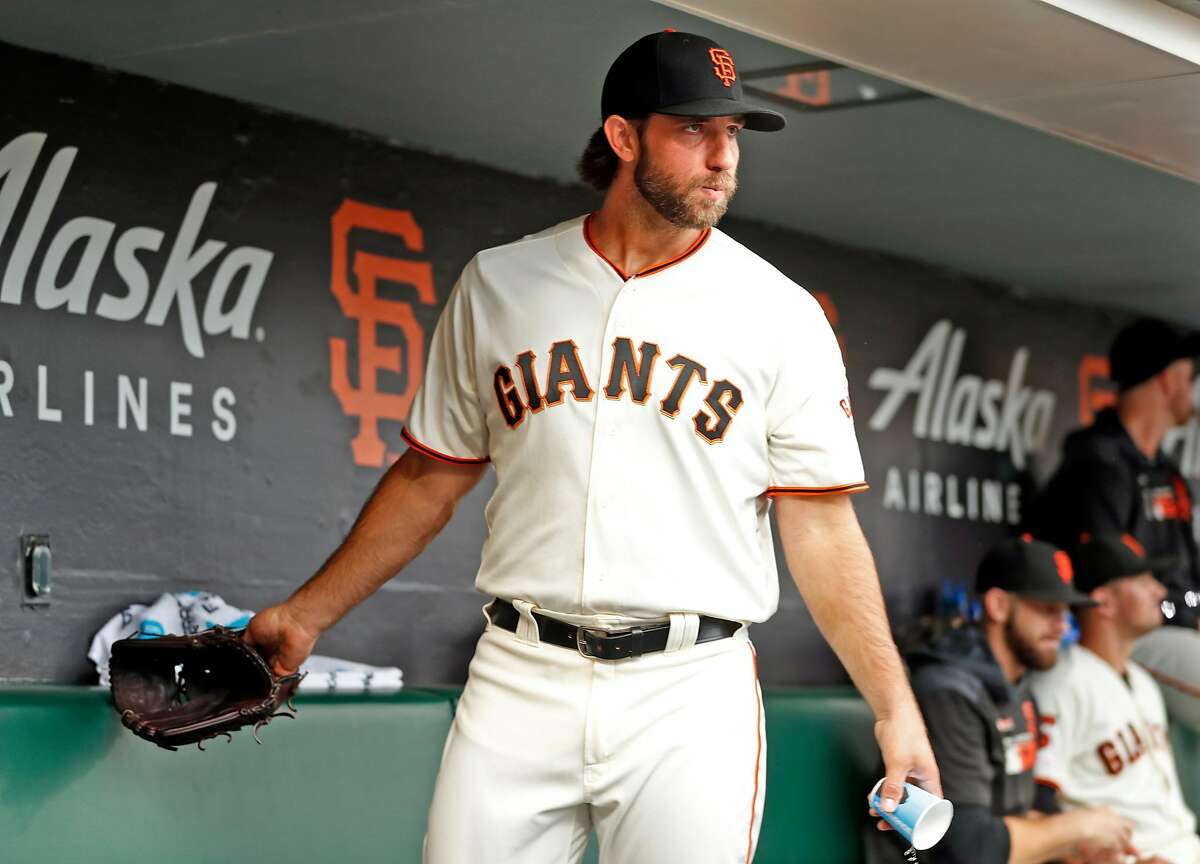 San Francisco Giants' Madison Bumgarner ready to head to the mound against New York Mets before MLB game at Oracle Park in San Francisco, Calif., on Thursday, July 18, 2019.