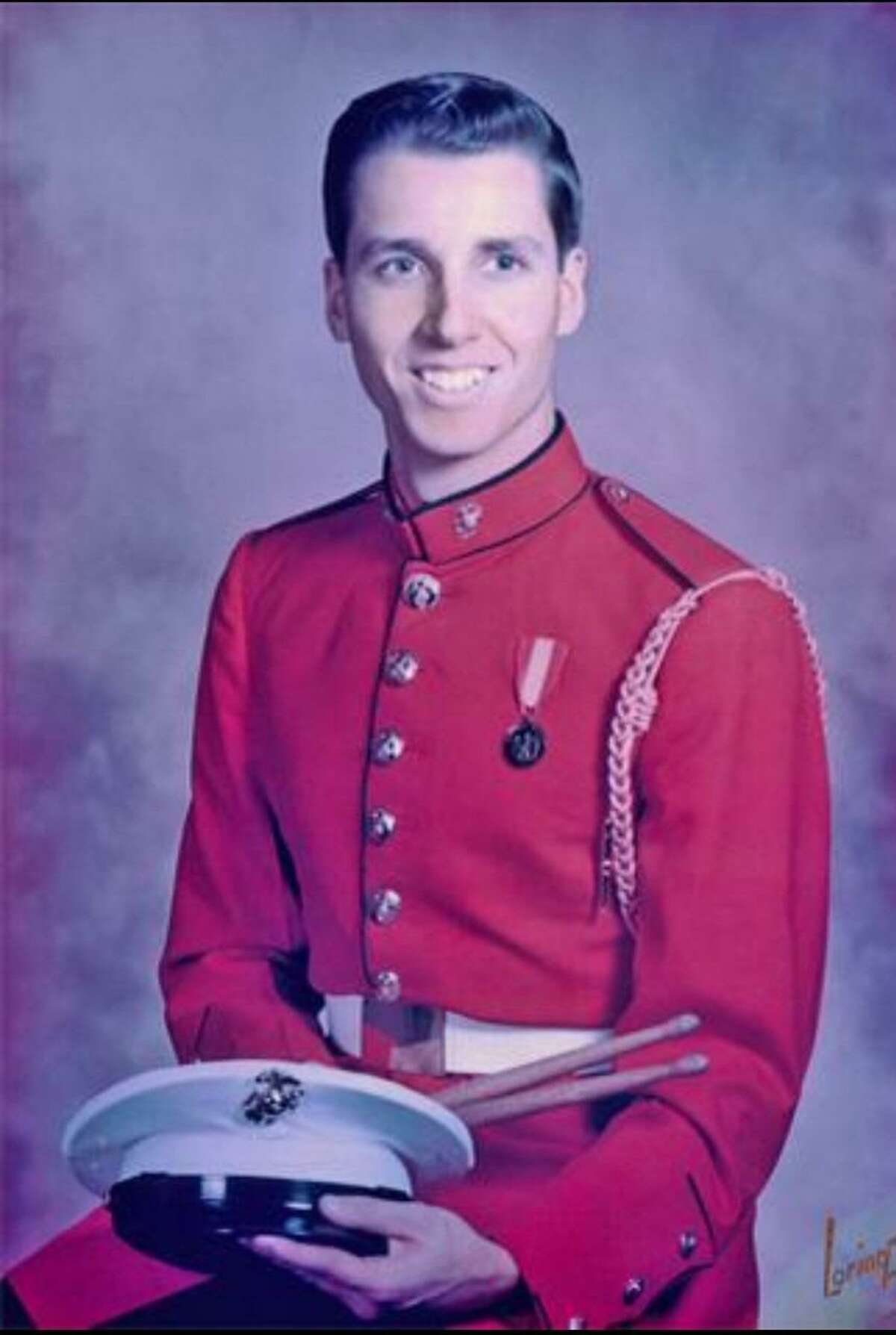 Eddie Ostrowski in his dress uniform as a member of the USMC Drum & Bugle Corps, “The Commandant’s Own.”