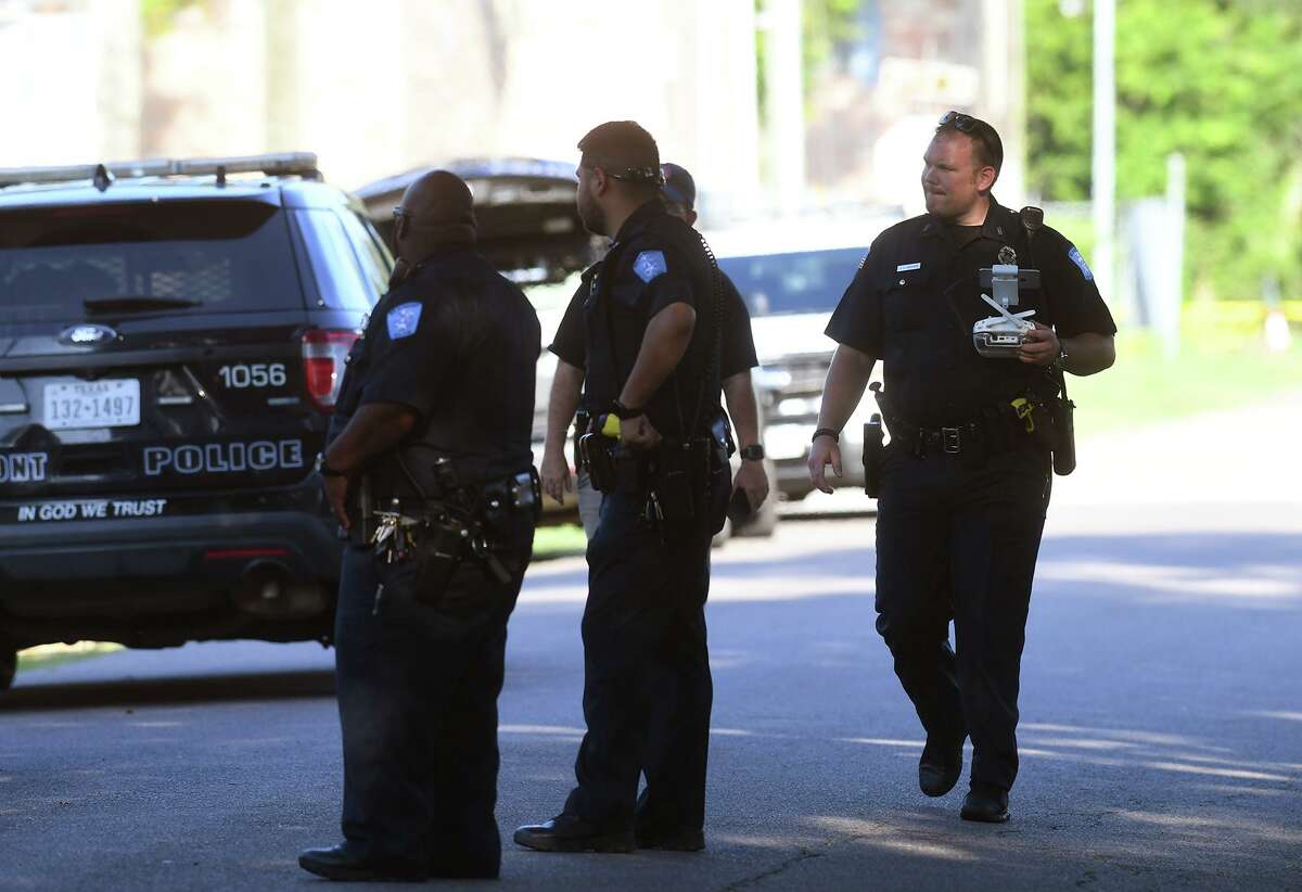 Beaumont Police investigate Thursday's homicide at a home on Evalon Avenue early Friday morning. A body was found by the home's tenant around 8 p.m. when a broken window was discovered. A small fire was also reported. Photo taken Friday, 7/19/19