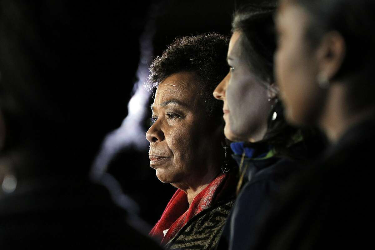 Congresswoman Barbara Lee, center, during a press conference with Oakland Mayor Libby Schaaf as recovery efforts came to a close following the Ghost Ship fire that claimed 36 lives in Oakland, Calif., on Tuesday, December 6, 2016.