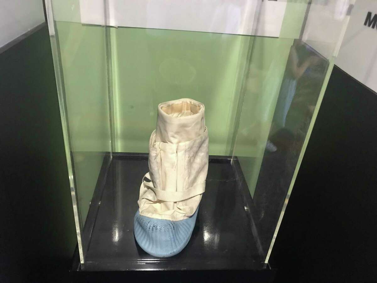 The moonboot prototype developed by GE Silicones, now Momentive, on display at Children's Museum of Science and Technology in North Greenbush. (Kenneth C. Crowe II/Times Union)
