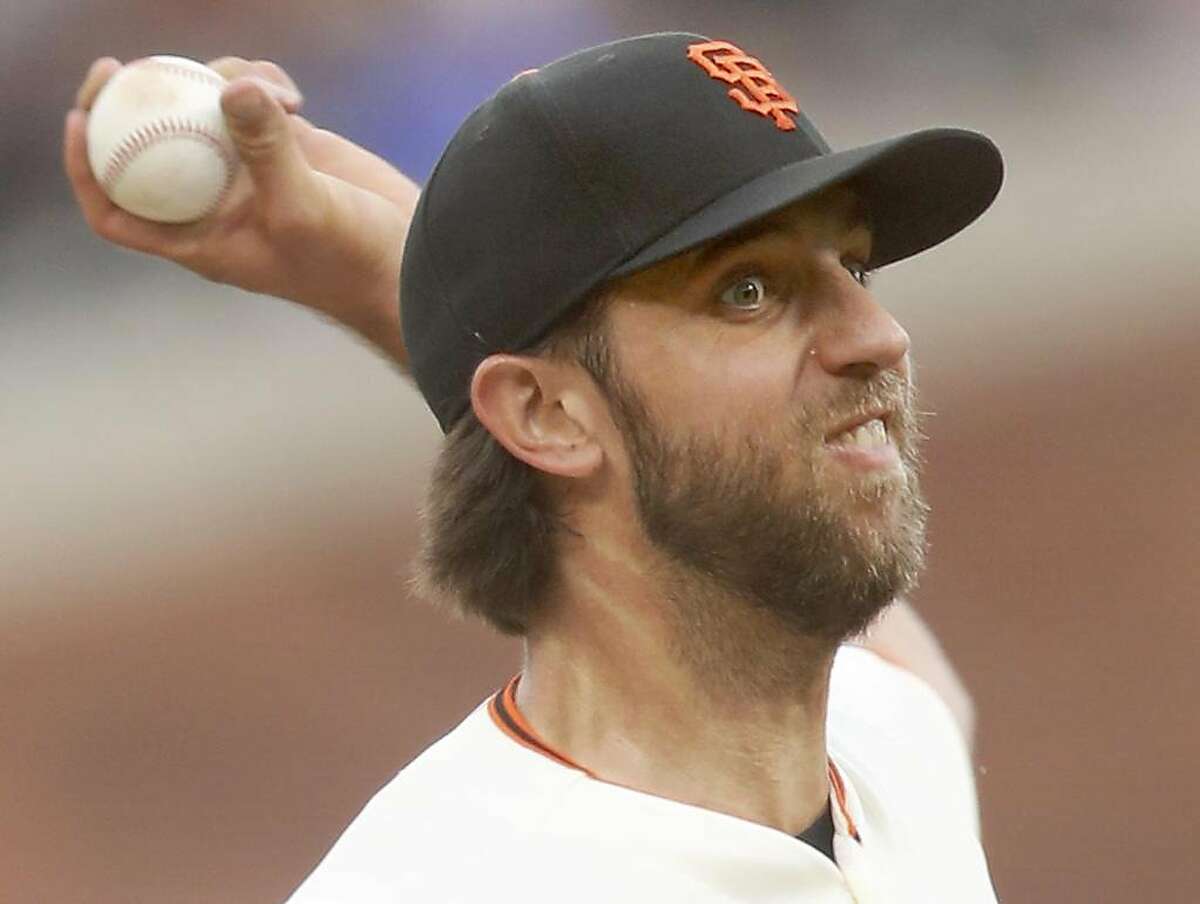 San Francisco Giants' Madison Bumgarner pitches to the New York Mets' during MLB game at Oracle Park in San Francisco, Calif., on Thursday, July 18, 2019.